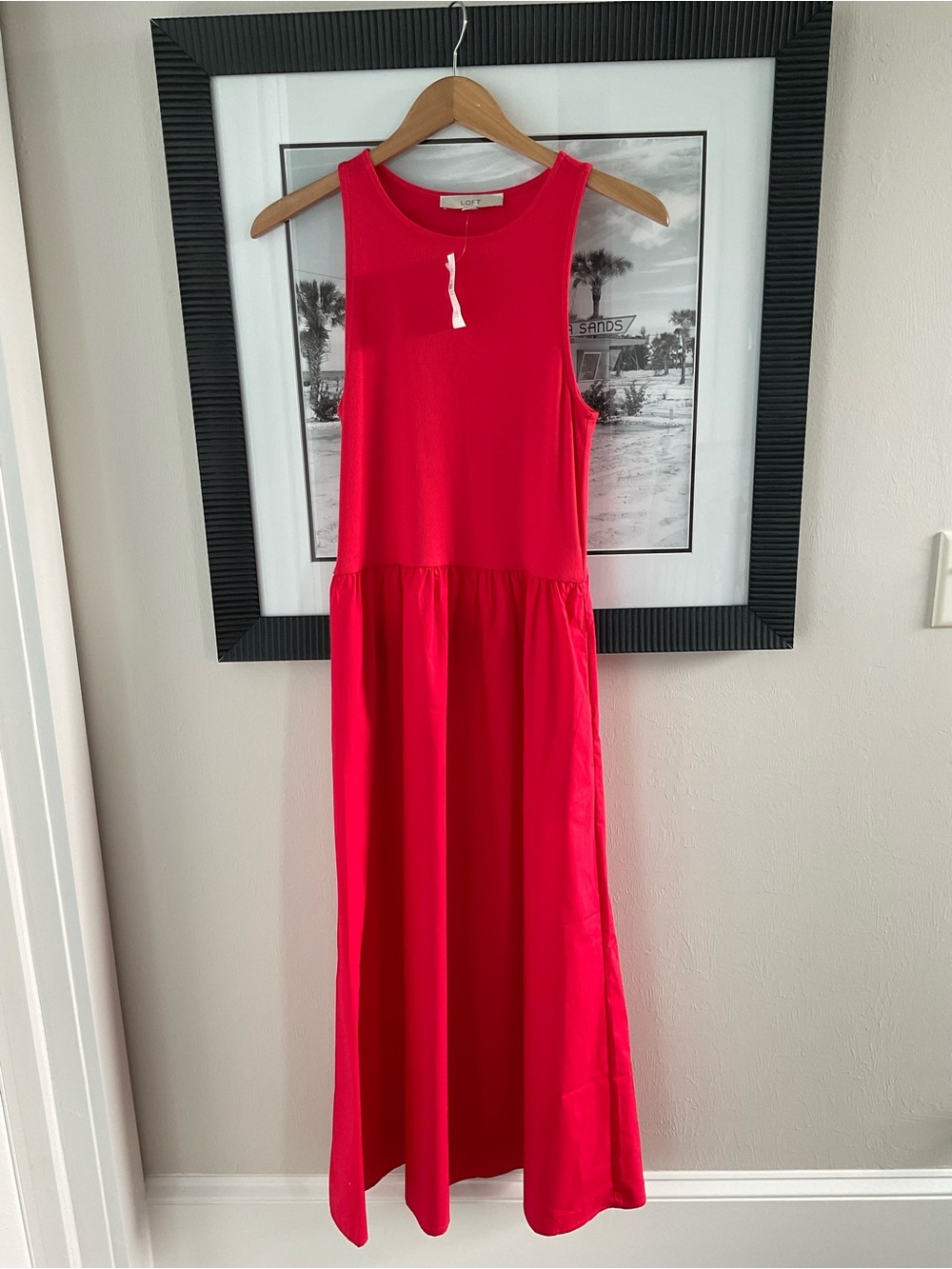 NWT LOFT Mixed Media Maxi Dress - Cherry Red, Size S